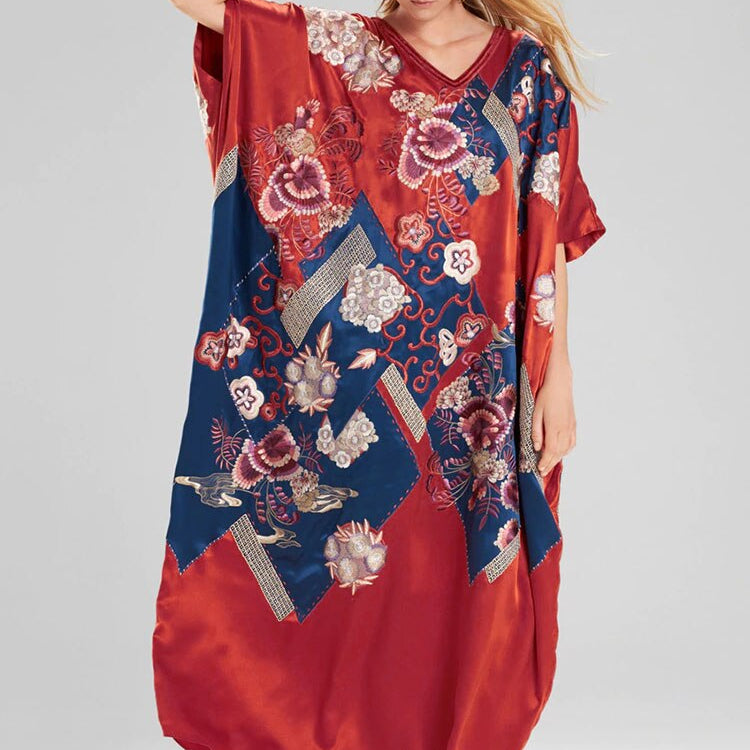 Embroidery Long Kaftan Cover up Saida de Praia Swimsuit Women Bikini Cover-ups Tunics for Beach Pareo Sarong Beachwear Q643 Q1026-643 One Size