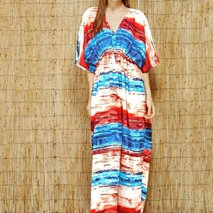 Embroidery Long Kaftan Cover up Saida de Praia Swimsuit Women Bikini Cover-ups Tunics for Beach Pareo Sarong Beachwear Q643 Q246-643 One Size