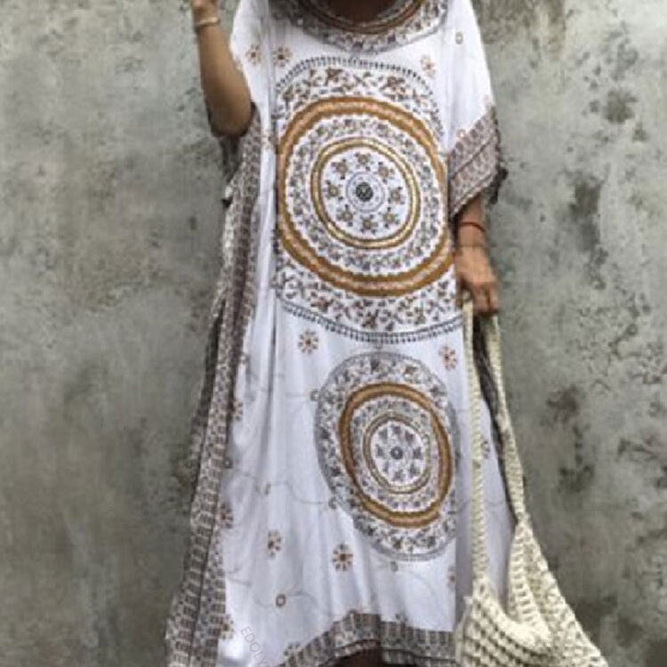 Embroidery Long Kaftan Cover up Saida de Praia Swimsuit Women Bikini Cover-ups Tunics for Beach Pareo Sarong Beachwear Q643 Q393-643 One Size