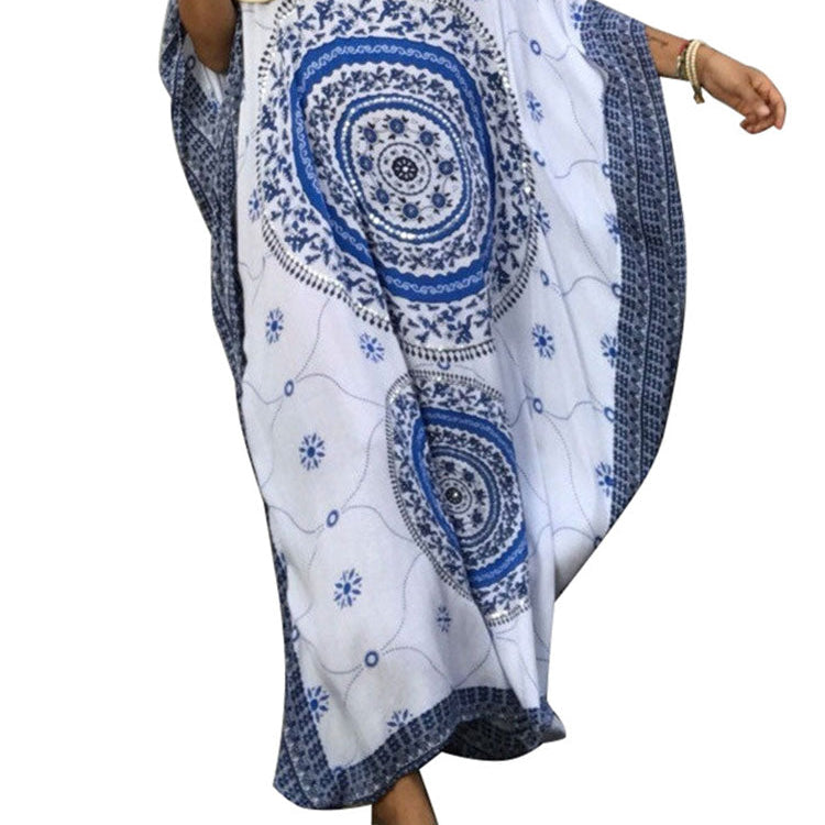 Embroidery Long Kaftan Cover up Saida de Praia Swimsuit Women Bikini Cover-ups Tunics for Beach Pareo Sarong Beachwear Q643 Q394-643 One Size