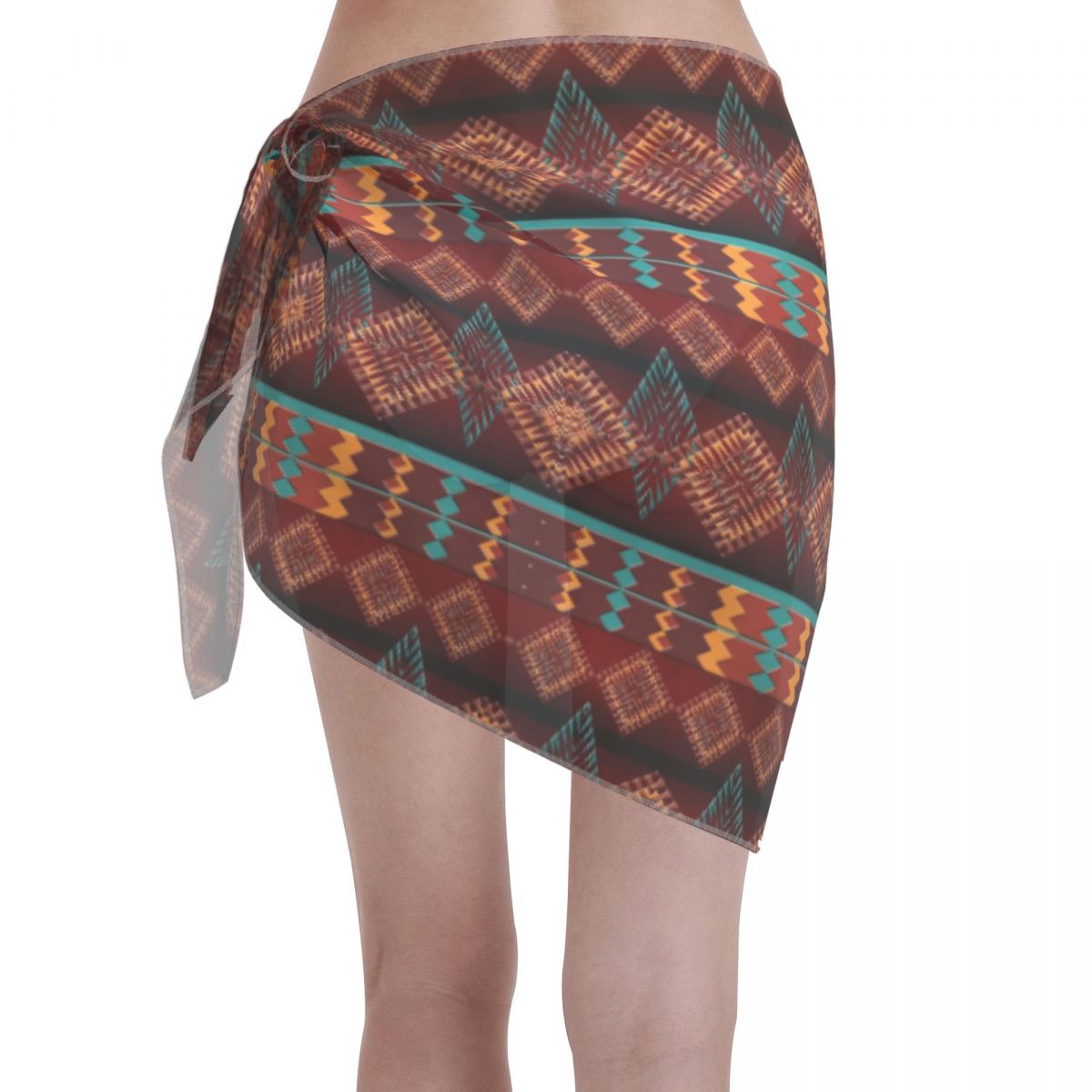 Ethnic Southwestern Navajo Polyester Swimwear Pareo Scarf Cover Ups Bikinis Cover-Ups Skirts Beach Dress