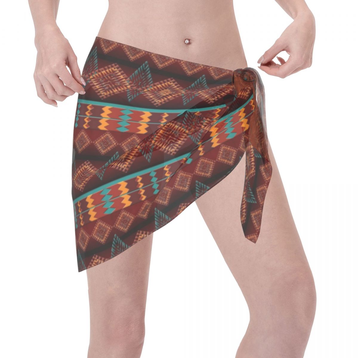 Ethnic Southwestern Navajo Polyester Swimwear Pareo Scarf Cover Ups Bikinis Cover-Ups Skirts Beach Dress
