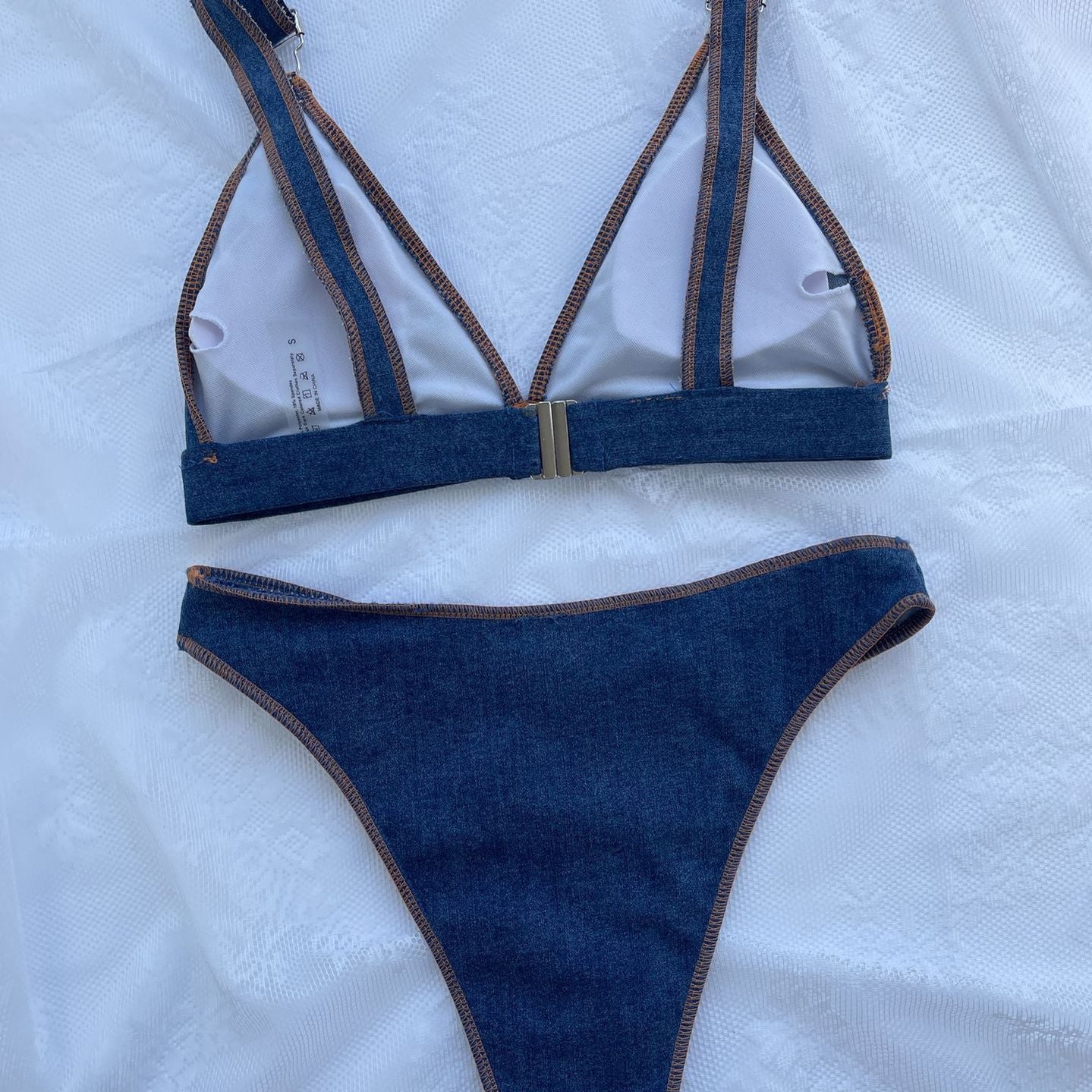 Euro American Bikini Denim Blue Solid
