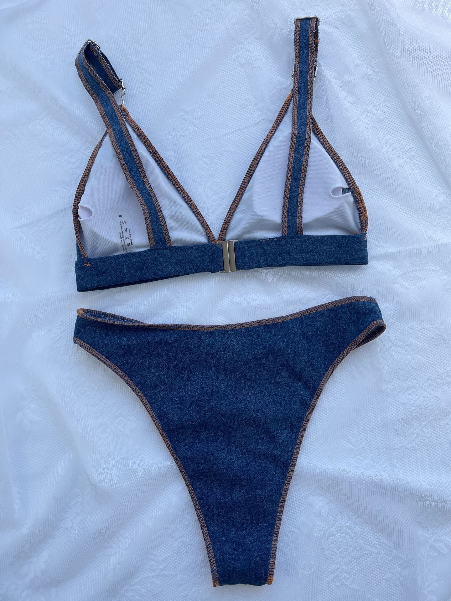 Euro American Bikini Denim Blue Solid