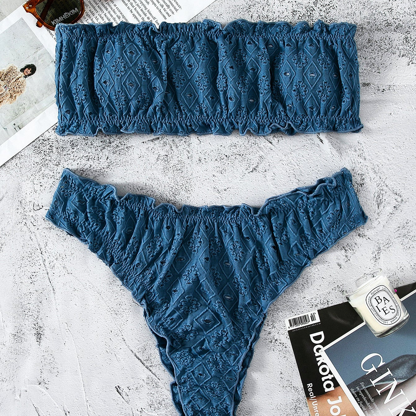 European And American Bikini New Sexy Split Swimsuit Dark Blue