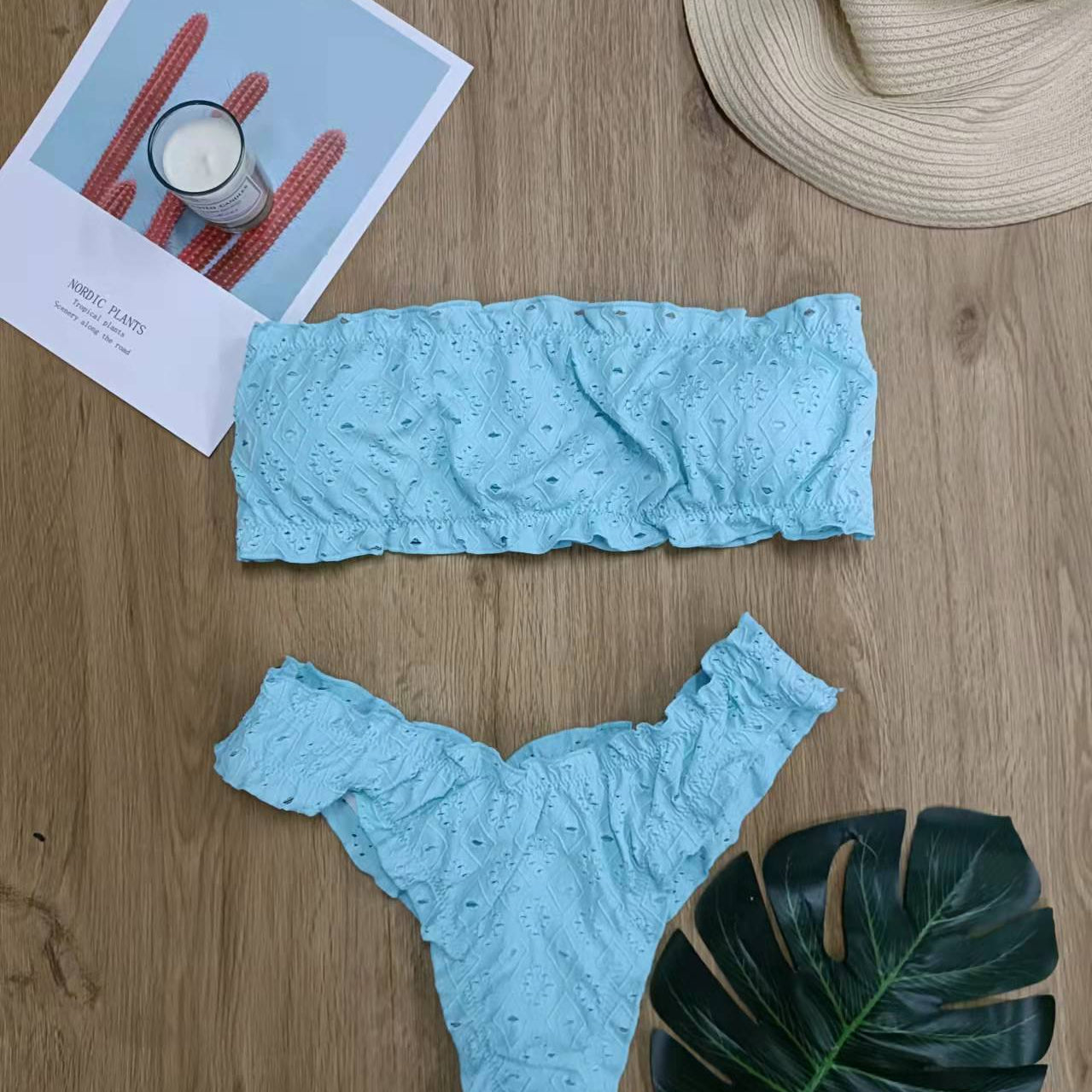 European And American Bikini New Sexy Split Swimsuit Lake blue