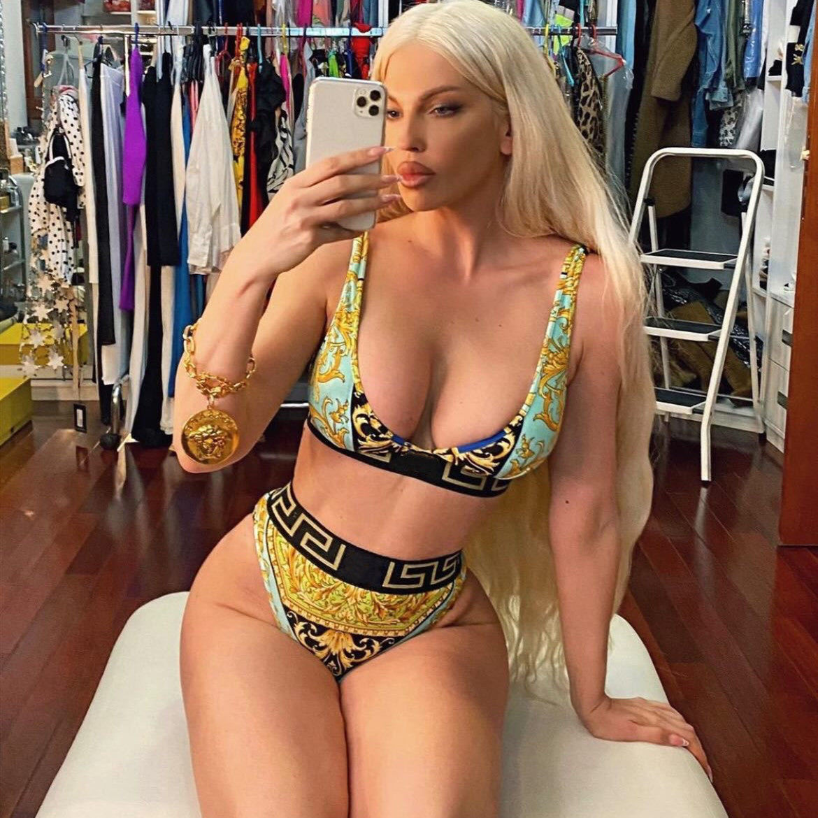 European And American Bikini Split Yellow
