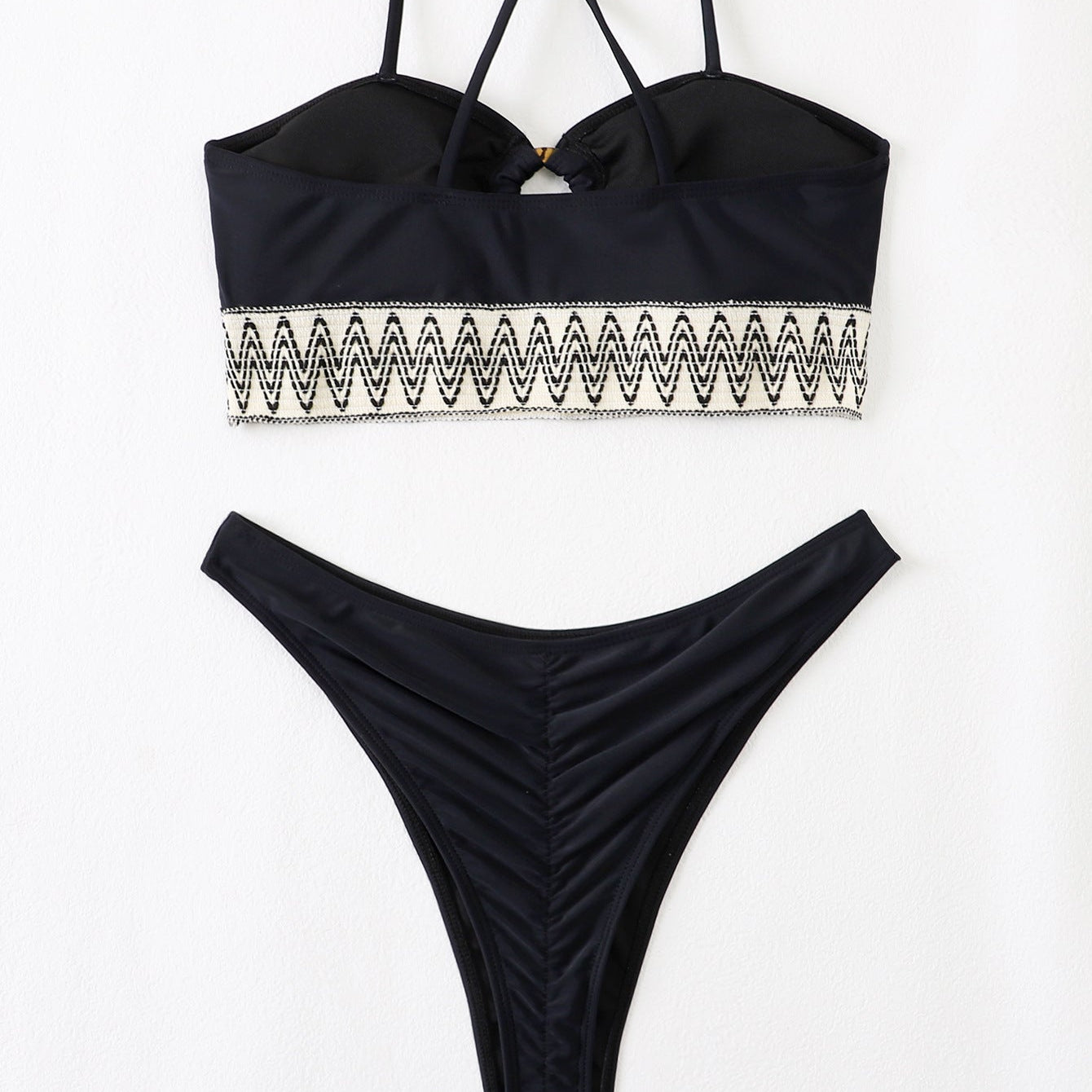 European And American Knitted Belt Split Swimsuit