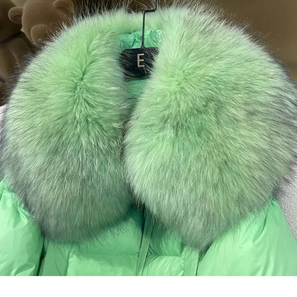European Version 2024 Winter New Light Luxury All-match Big Fur Collar Loose Women's Long-Sleeved Bread Korean Version Down Jack