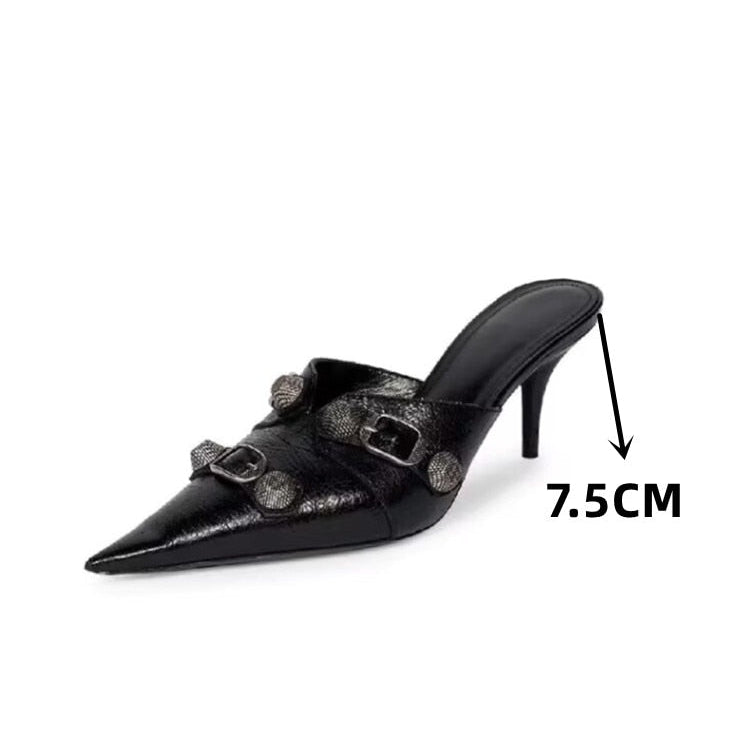 European and American Pointed Thin High-heeled Women's Single Shoe Fashion Rivets New Spring and Summer Sexy Women's Shoes