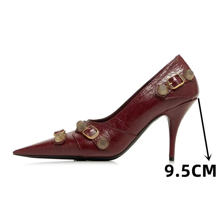 European and American Pointed Thin High-heeled Women's Single Shoe Fashion Rivets New Spring and Summer Sexy Women's Shoes