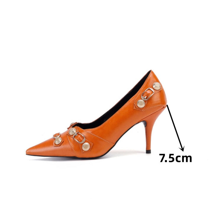 European and American Pointed Thin High-heeled Women's Single Shoe Fashion Rivets New Spring and Summer Sexy Women's Shoes