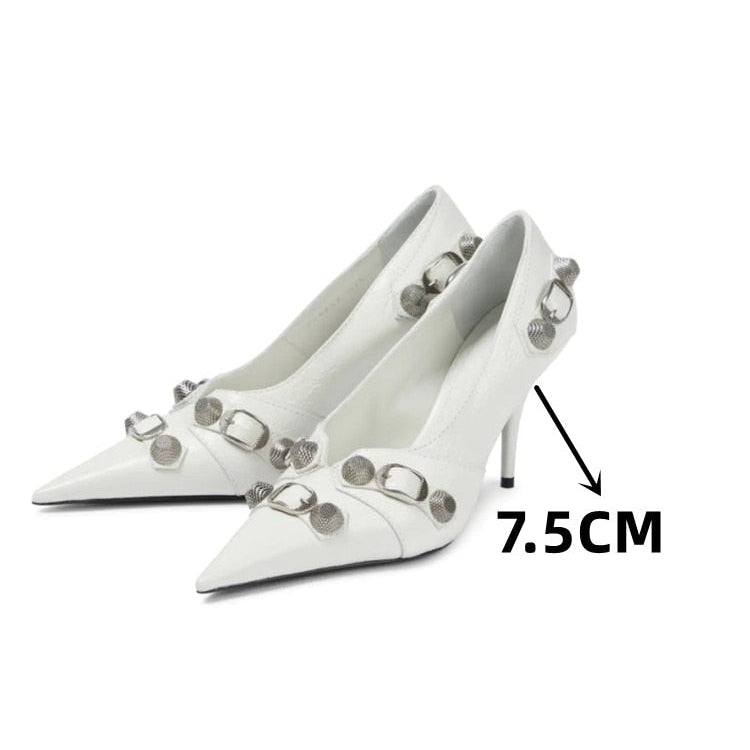 European and American Pointed Thin High-heeled Women's Single Shoe Fashion Rivets New Spring and Summer Sexy Women's Shoes