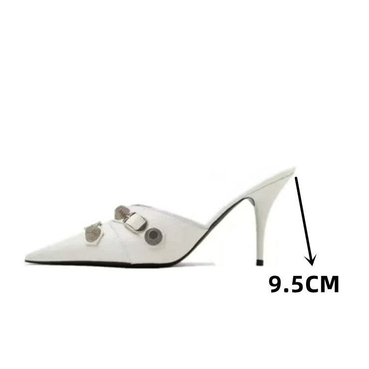 European and American Pointed Thin High-heeled Women's Single Shoe Fashion Rivets New Spring and Summer Sexy Women's Shoes