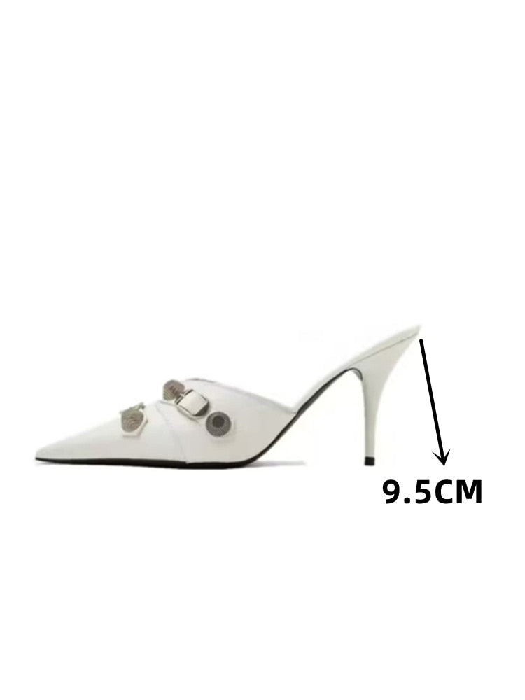 European and American Pointed Thin High-heeled Women's Single Shoe Fashion Rivets New Spring and Summer Sexy Women's Shoes