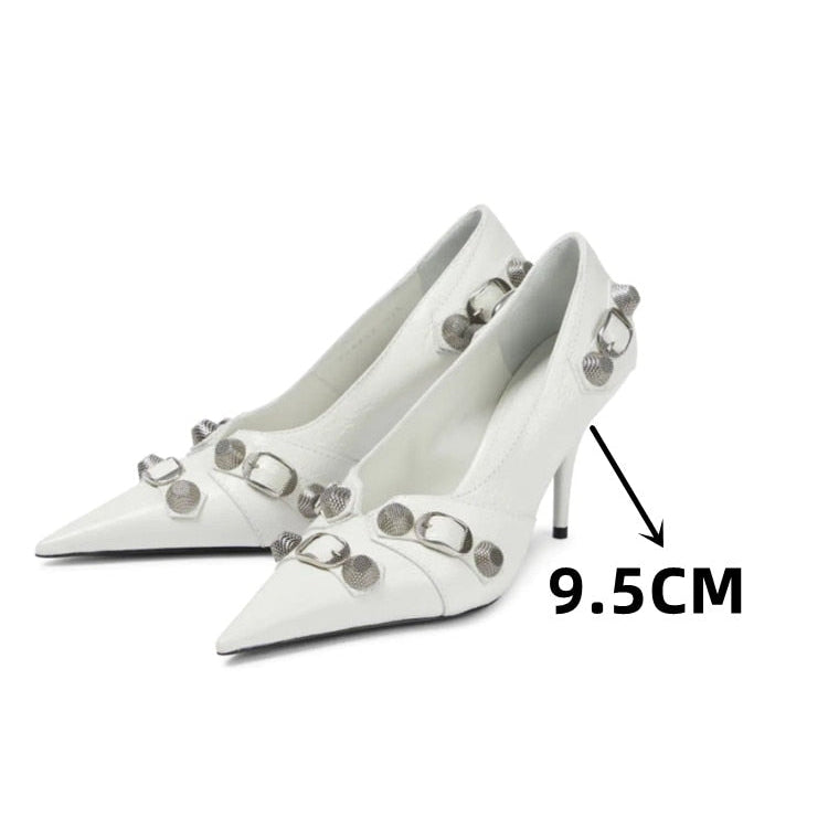 European and American Pointed Thin High-heeled Women's Single Shoe Fashion Rivets New Spring and Summer Sexy Women's Shoes