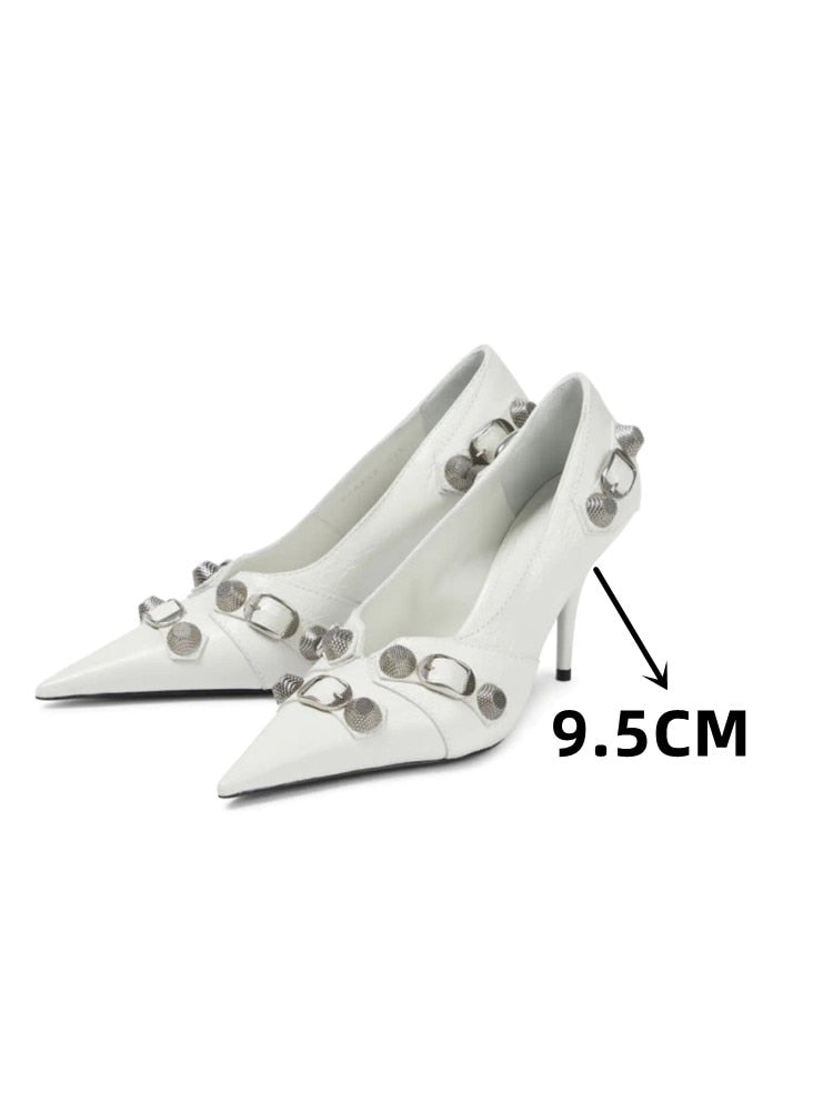 European and American Pointed Thin High-heeled Women's Single Shoe Fashion Rivets New Spring and Summer Sexy Women's Shoes