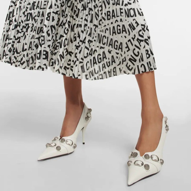 European and American Pointed Thin High-heeled Women's Single Shoe Fashion Rivets New Spring and Summer Sexy Women's Shoes