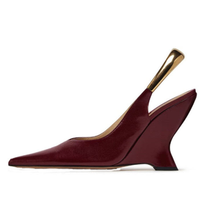 European and American Summer New Women's High Heel Muller Shoes Pointed Toe Baotou Comfortable Fashion Large Women's Sandals 529-wine red