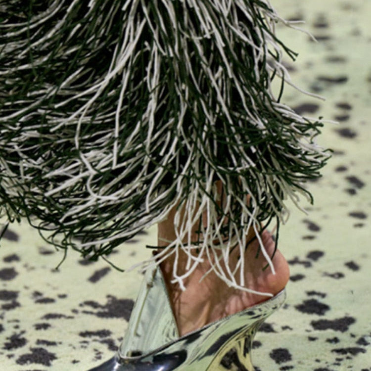 European and American Summer New Women's High Heel Muller Shoes Pointed Toe Baotou Comfortable Fashion Large Women's Sandals