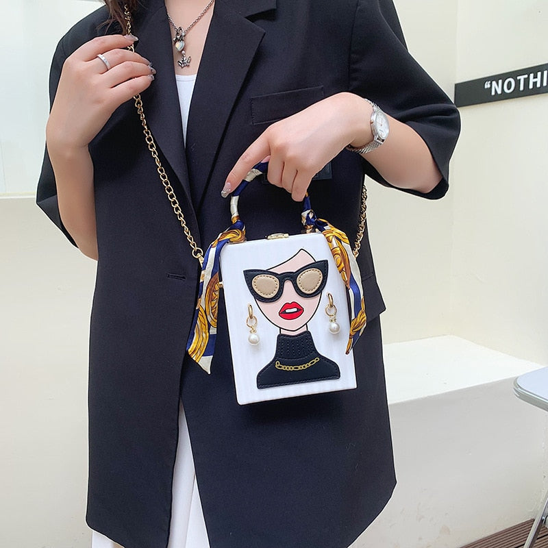 Evening Bags for Women 2022 New Fashionable Leather Shoulder Bag Woman Hard Hip Hop Party Luxury Designer Handbag