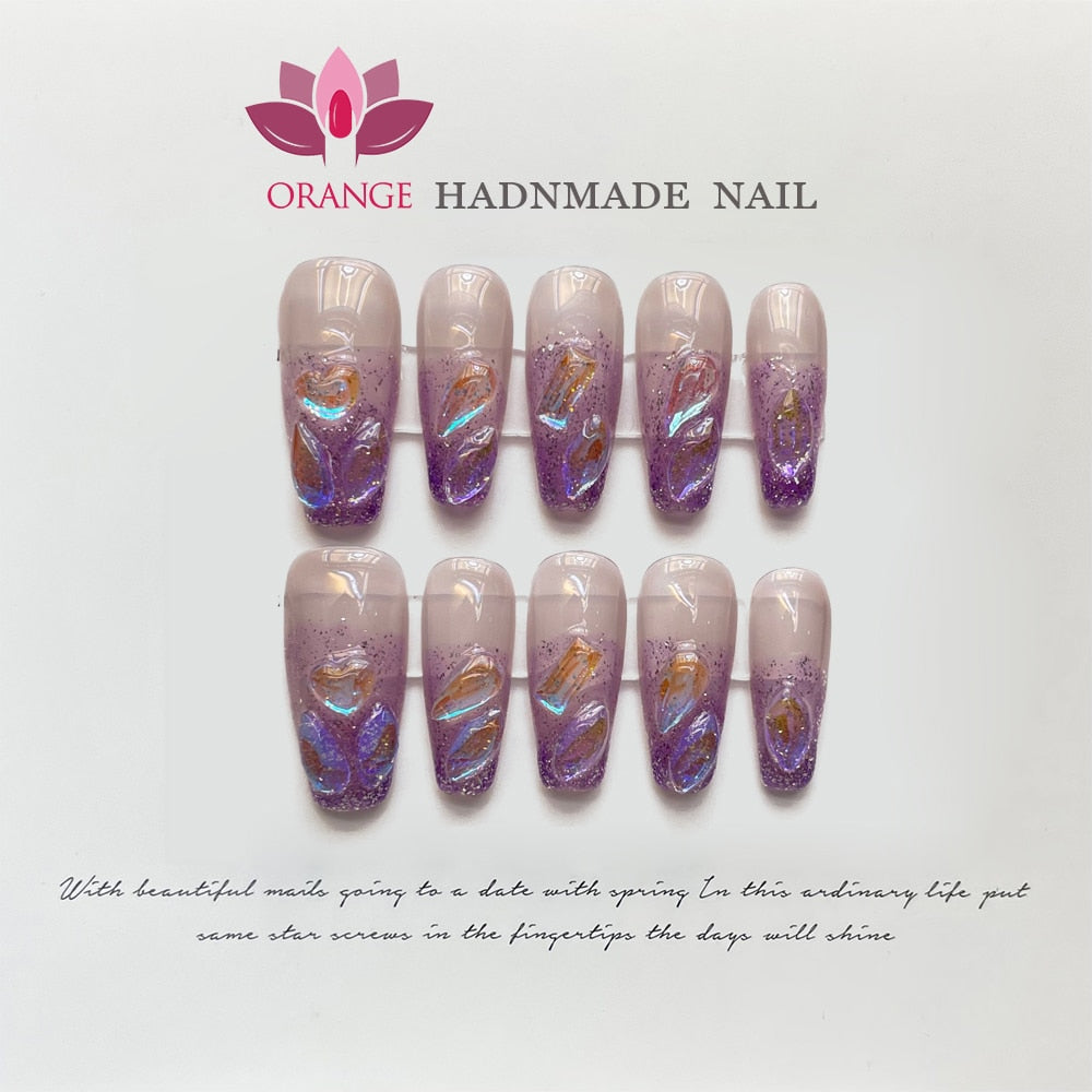 Expensive Press on Nail Korean Short Manicure Pre Decorated Full Cover Fake Nails With Rhinestones Wearable Handmade Finger Nail