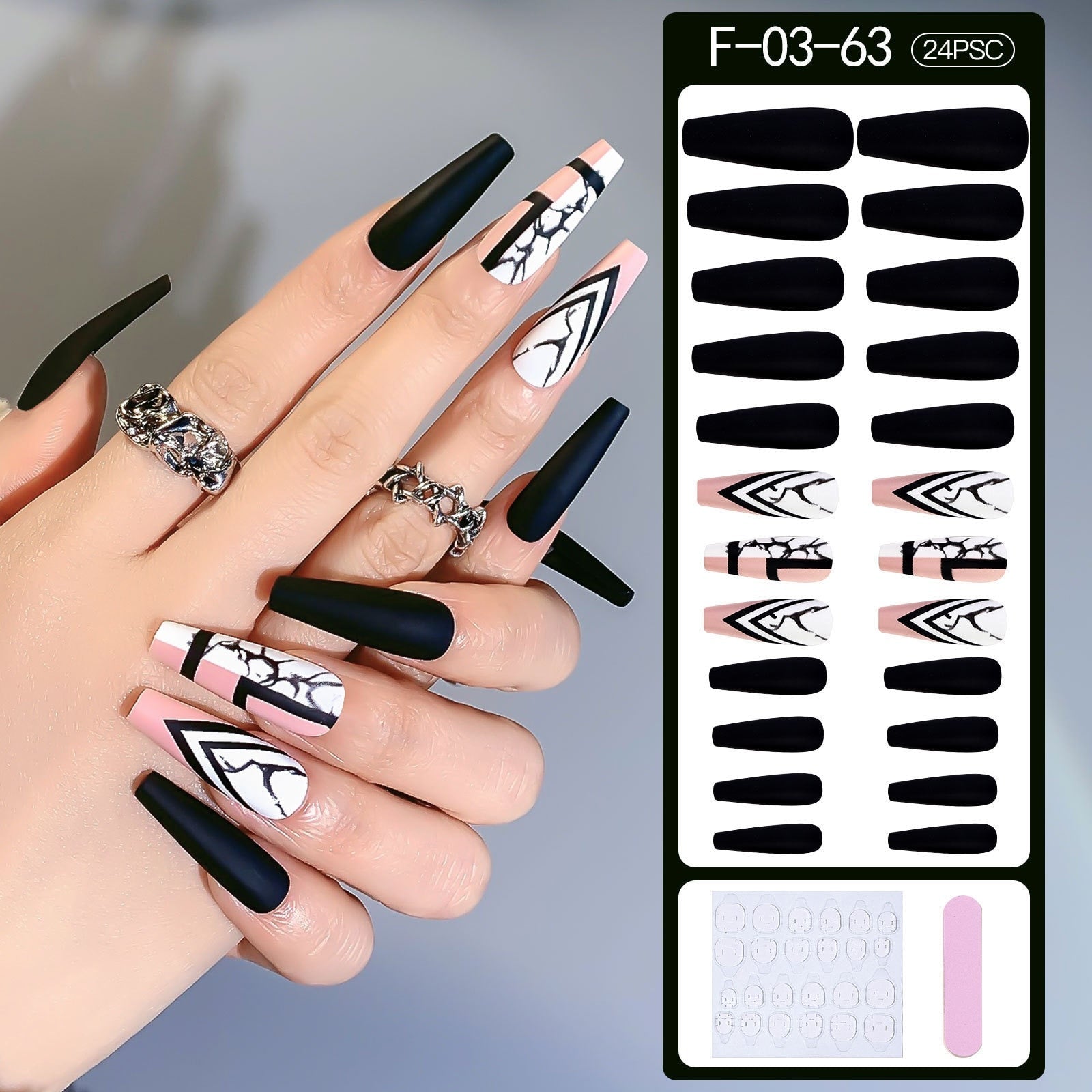 Fake Nails Heart Pattern Full Cover Fake Nails DIY Glue Press On Nails Nail Supplies For Professionals F-03