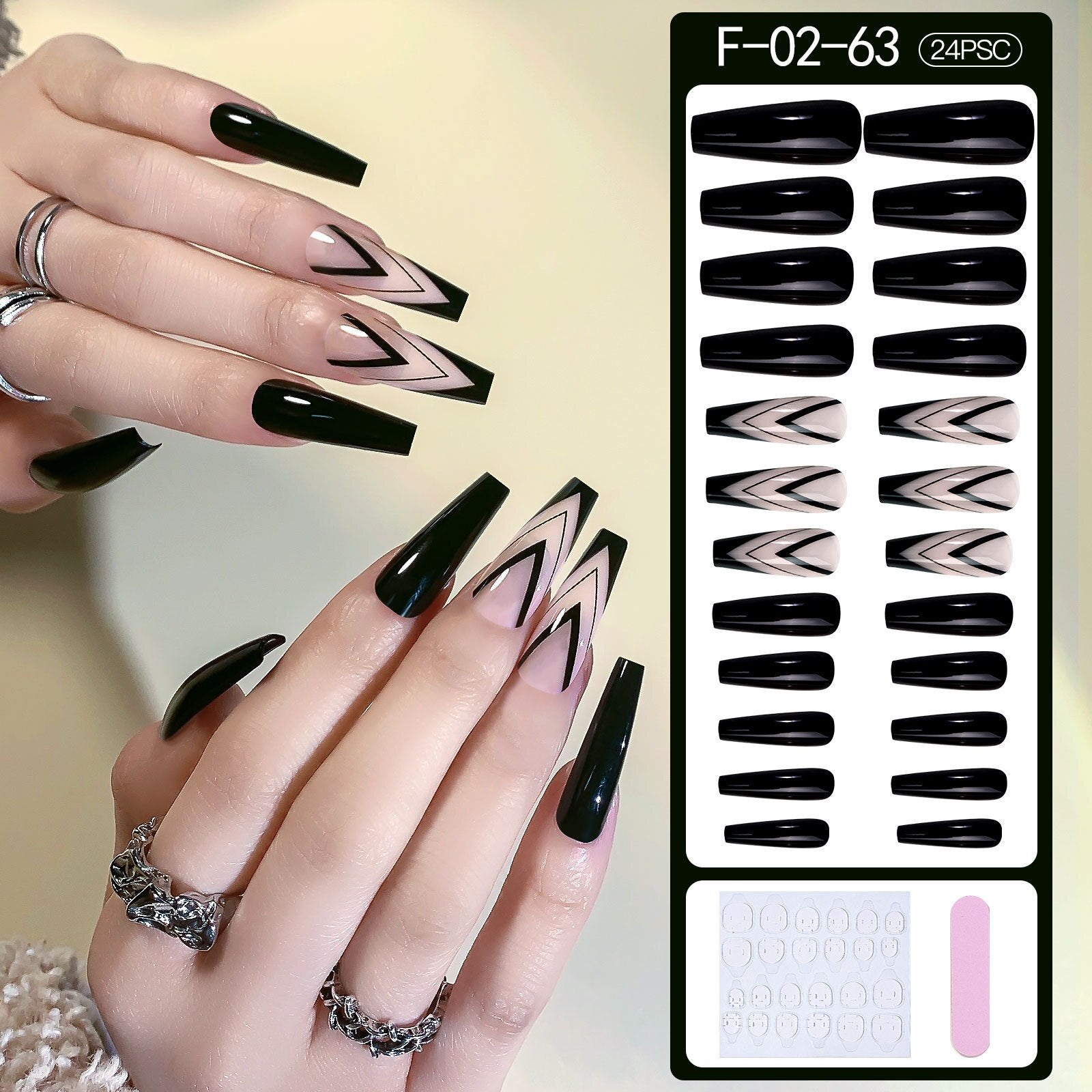 Fake Nails Heart Pattern Full Cover Fake Nails DIY Glue Press On Nails Nail Supplies For Professionals F-02