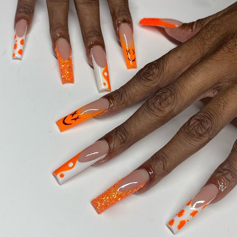 Fake Nails Heart Pattern Full Cover Fake Nails DIY Glue Press On Nails Nail Supplies For Professionals JP1515