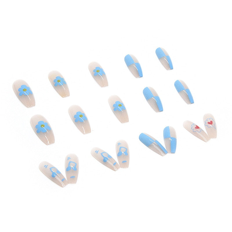 Fake Nails With Glue Full Cover Nail Tips Press On Nails DIY Manicure Tools 24Pcs Oval Head False Nails Pink Almond Artificial