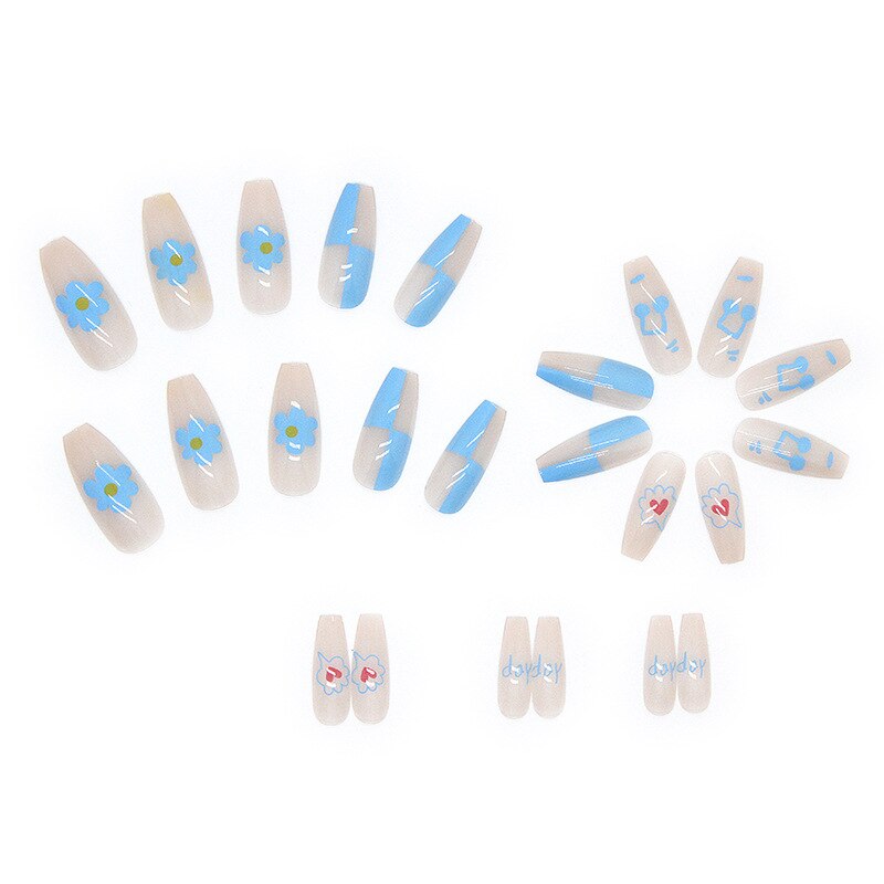 Fake Nails With Glue Full Cover Nail Tips Press On Nails DIY Manicure Tools 24Pcs Oval Head False Nails Pink Almond Artificial