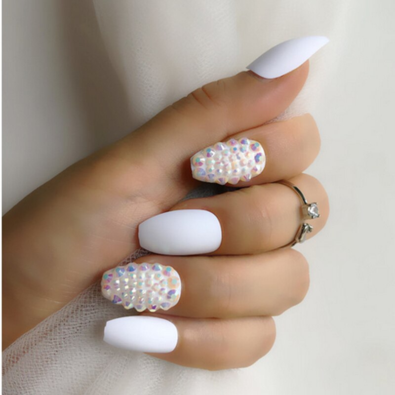 Fake nails 24pcs/set coffin artificial nails tips Custom Rhinestone press on nail false nails art tools Accessories HL28021