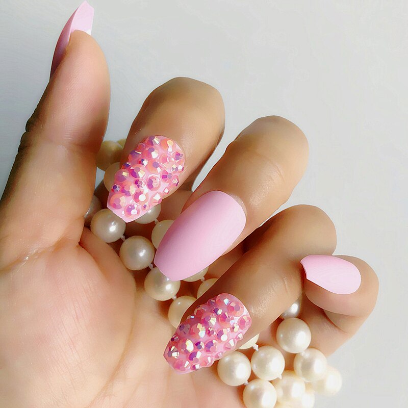 Fake nails 24pcs/set coffin artificial nails tips Custom Rhinestone press on nail false nails art tools Accessories