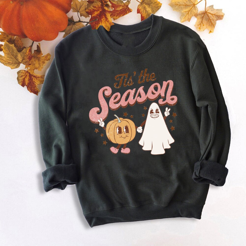 Fall Coffee Shirt Cute Fall Sweatshirt Halloween Pumpkin Spice Shirt Womens Fall Sweater Tis The Season Halloween Party Tee TM136943-USWBK