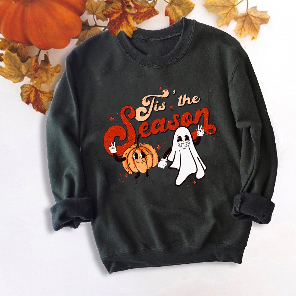 Fall Coffee Shirt Cute Fall Sweatshirt Halloween Pumpkin Spice Shirt Womens Fall Sweater Tis The Season Halloween Party Tee TM136944-USWBK