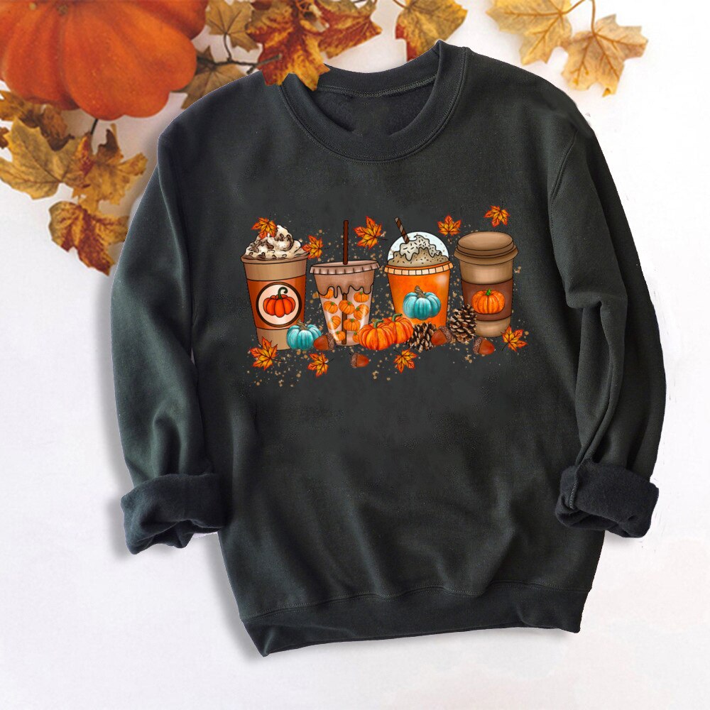 Fall Coffee Shirt Cute Fall Sweatshirt Halloween Pumpkin Spice Shirt Womens Fall Sweater Tis The Season Halloween Party Tee TM138372-USWBK