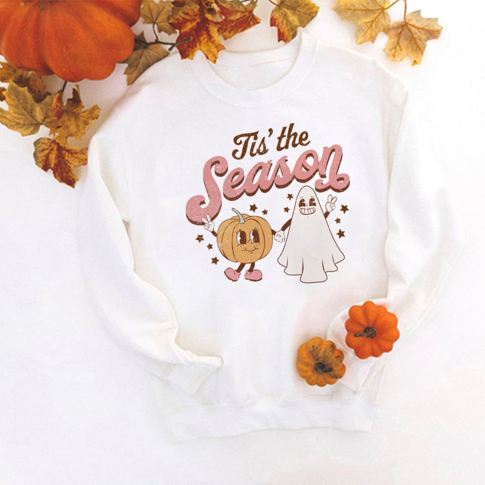 Fall Coffee Shirt Cute Fall Sweatshirt Halloween Pumpkin Spice Shirt Womens Fall Sweater Tis The Season Halloween Party Tee