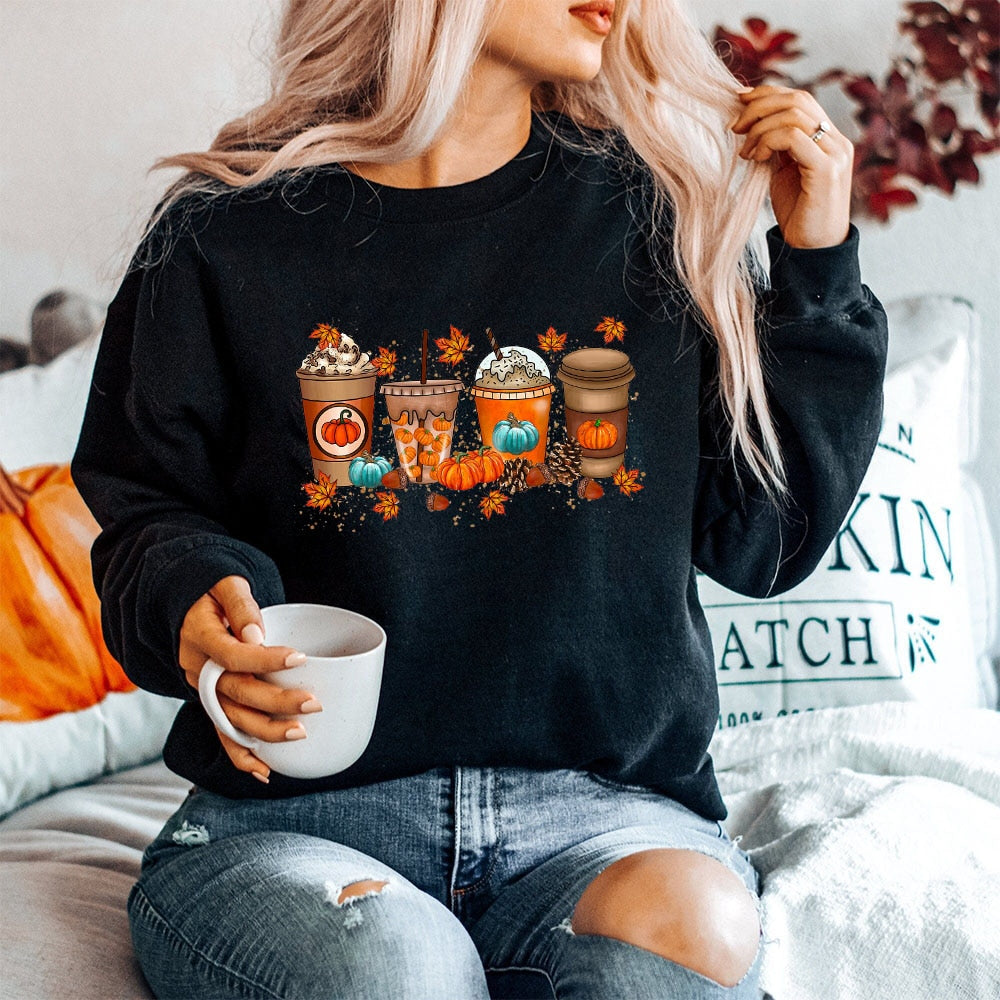 Fall Coffee Shirt Cute Fall Sweatshirt Halloween Pumpkin Spice Shirt Womens Fall Sweater Tis The Season Halloween Party Tee AMAIO