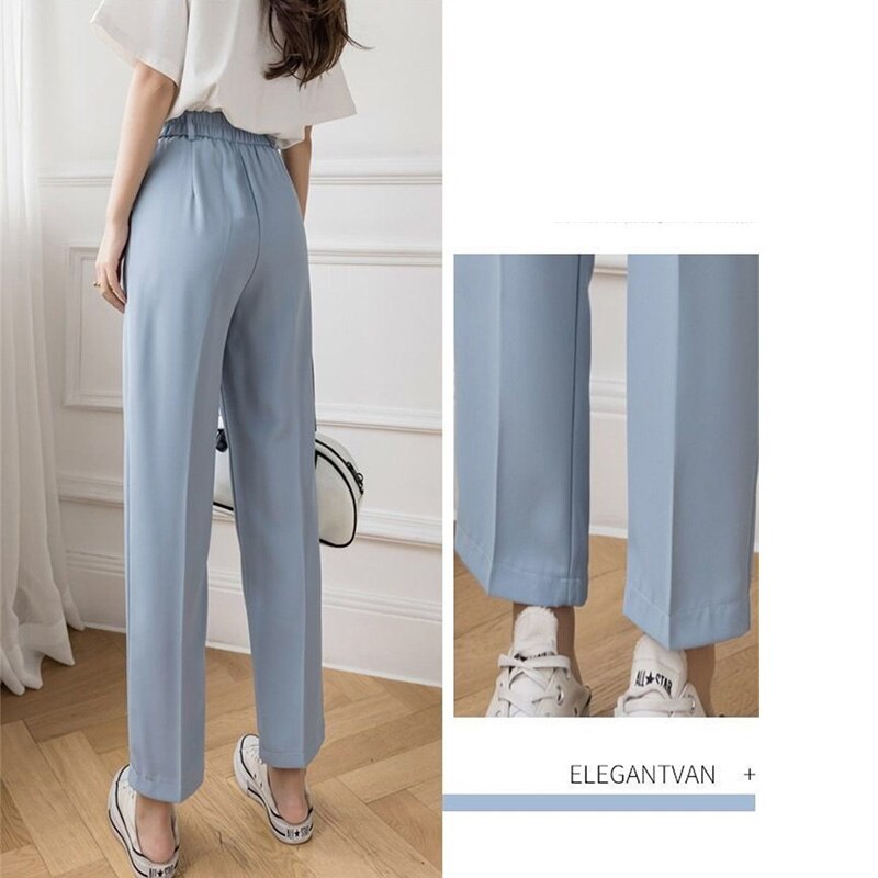 Fall Outfits Women Korean Style Casual High Waist Office Ladies Elegant Pants Black Straight Suit Pants Trousers Y2k Streetwear