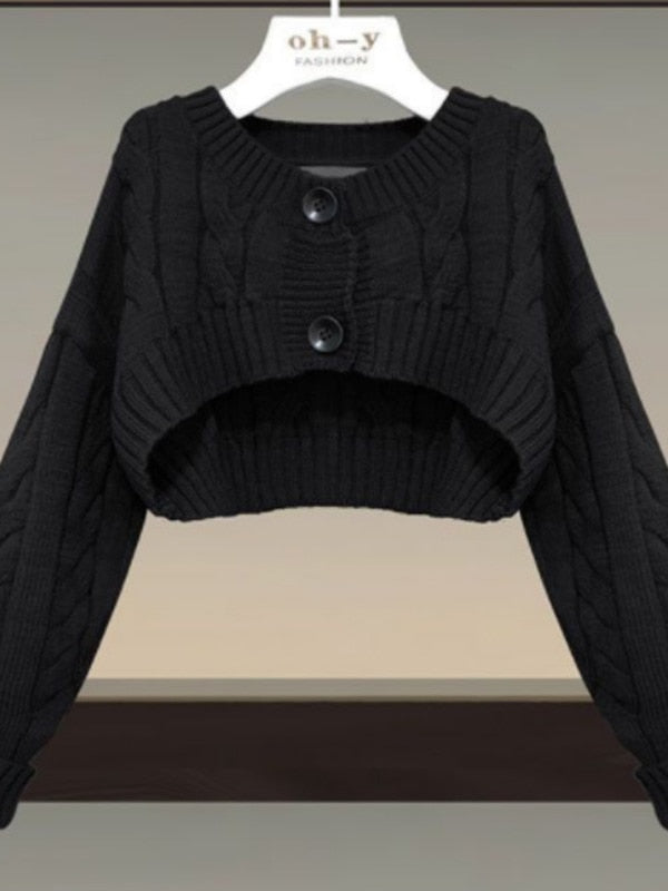 Fall Winter Women Knitted Sweater Sets Long Sleeve Casual