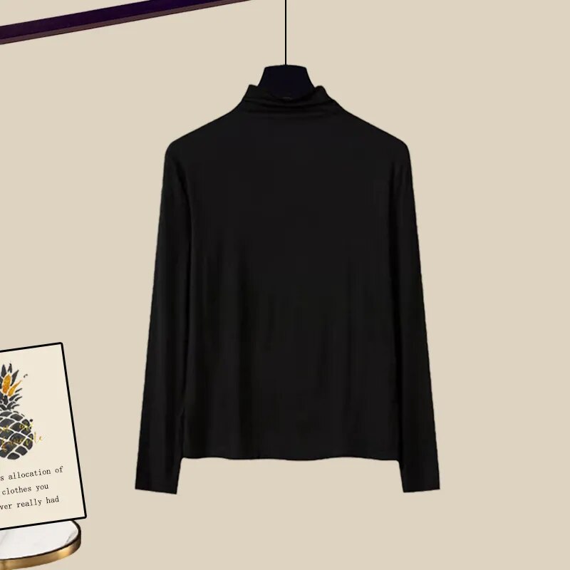 Fall Winter Warm Knit Three Piece Sets Womens Ourfits Office Ladies Elegant V-Neck Sweater+basic Top+Wide Leg Knitted Pants Sets Top