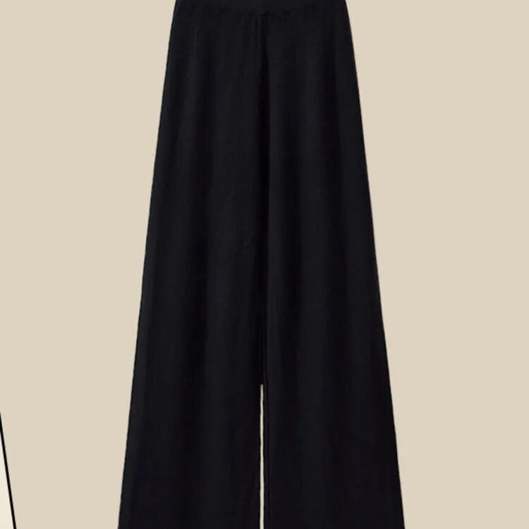 Fall Winter Warm Knit Three Piece Sets Womens Ourfits Office Ladies Elegant V-Neck Sweater+basic Top+Wide Leg Knitted Pants Sets