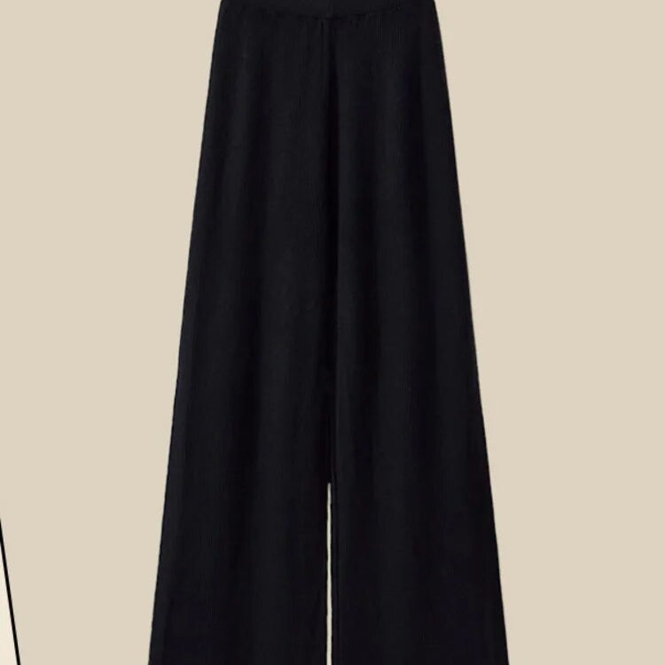 Fall Winter Warm Knit Three Piece Sets Womens Ourfits Office Ladies Elegant V-Neck Sweater+basic Top+Wide Leg Knitted Pants Sets