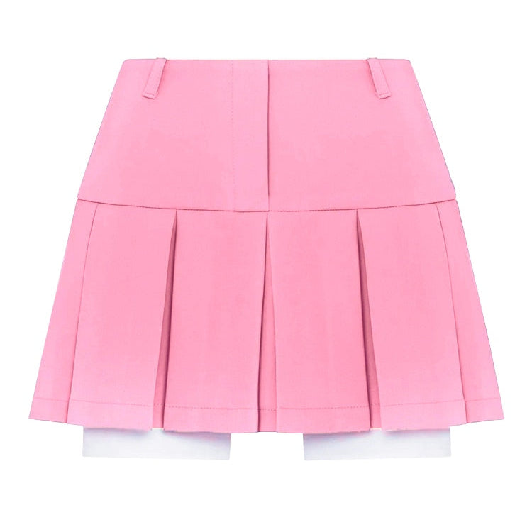 Fall Women Blazer Suit Two Piece Sets Turn-down Collar Blazers Tops And Pleated Skirts Femme High Street Y2K Outfits Only Pink Skirts