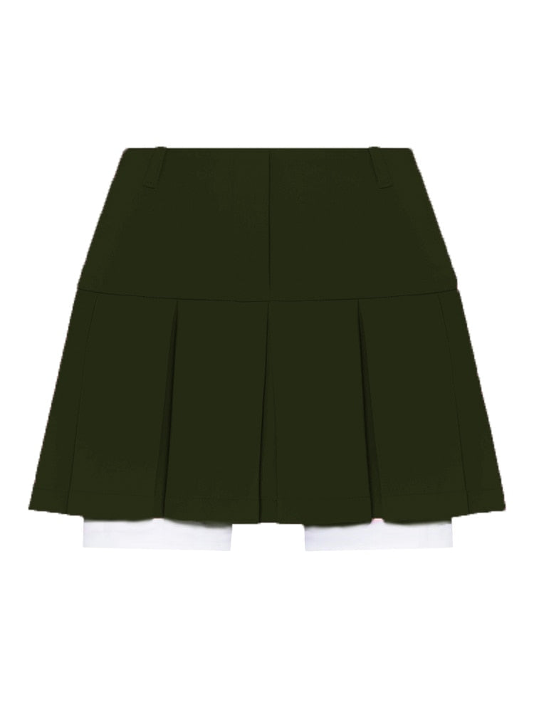 Fall Women Blazer Suit Two Piece Sets Turn-down Collar Blazers Tops And Pleated Skirts Femme High Street Y2K Outfits Only ArmyGreen Skirt