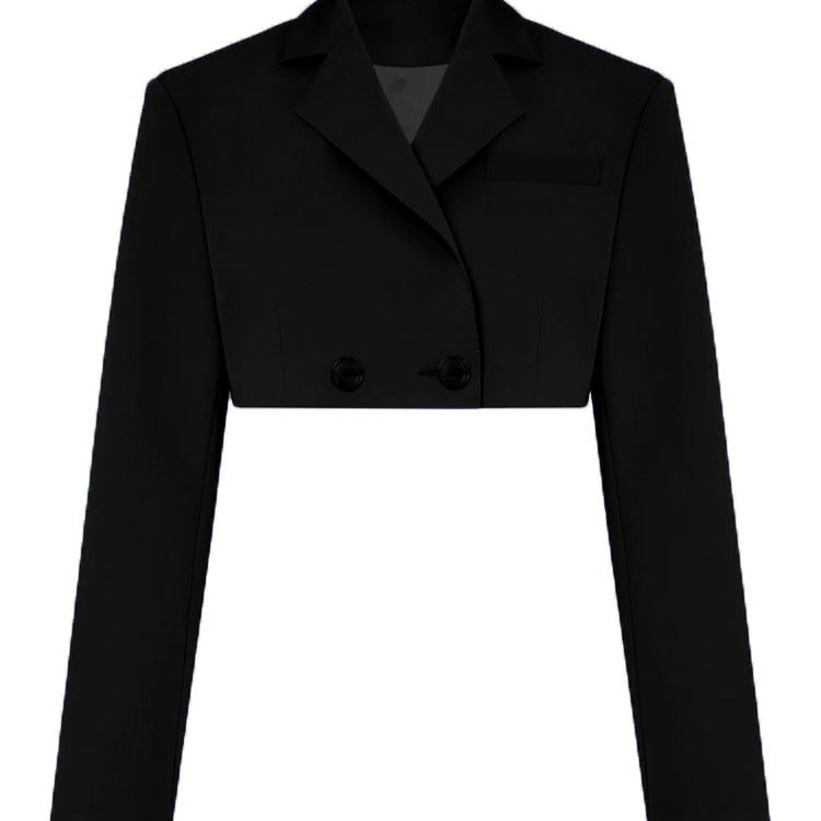 Fall Women Blazer Suit Two Piece Sets Turn-down Collar Blazers Tops And Pleated Skirts Femme High Street Y2K Outfits Only Black Coat