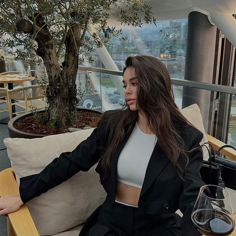 Fall Women Blazer Suit Two Piece Sets Turn-down Collar Blazers Tops And Pleated Skirts Femme High Street Y2K Outfits