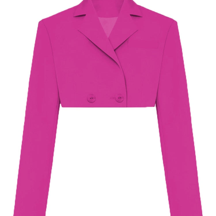 Fall Women Blazer Suit Two Piece Sets Turn-down Collar Blazers Tops And Pleated Skirts Femme High Street Y2K Outfits Only Rose Red Coat