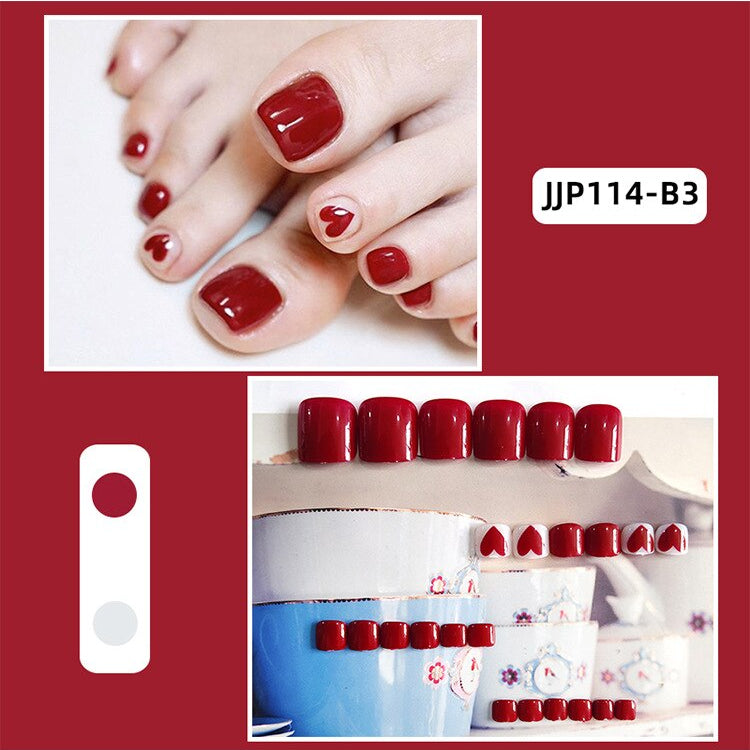 False Toe Nails Summer Simple Wearable Fake Toenails Set Press On Nail French Removable Nail Stickers With Glue For Girls 24pcs 40