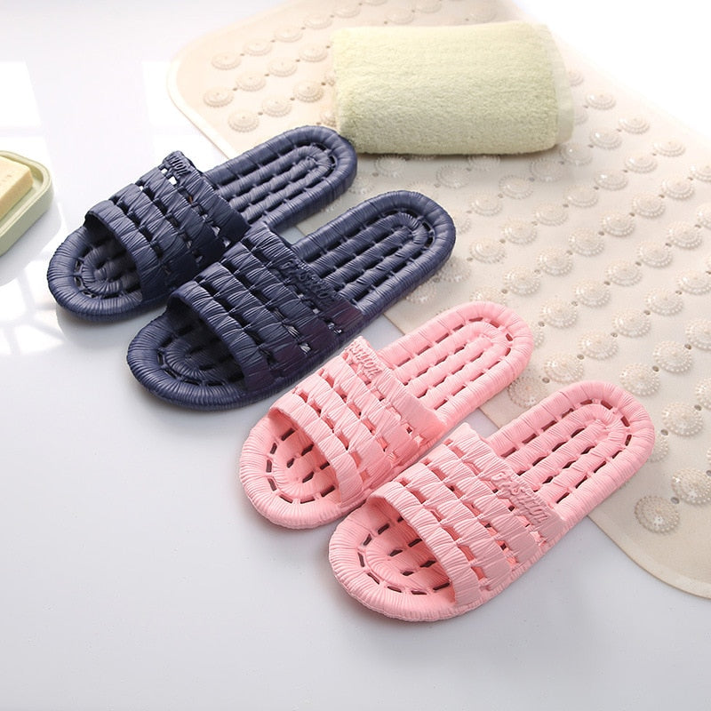 Family Bathroom Slippers Home Indoor Non-slip Unisex Solid Soft Bottom Slipper Sandals Women and Men Slippers Flat Shoes AMAIO